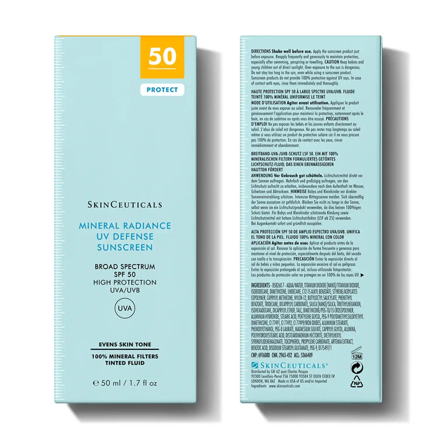 SkinCeuticals Mineral Radiance UV Defense SPF50, indpakning