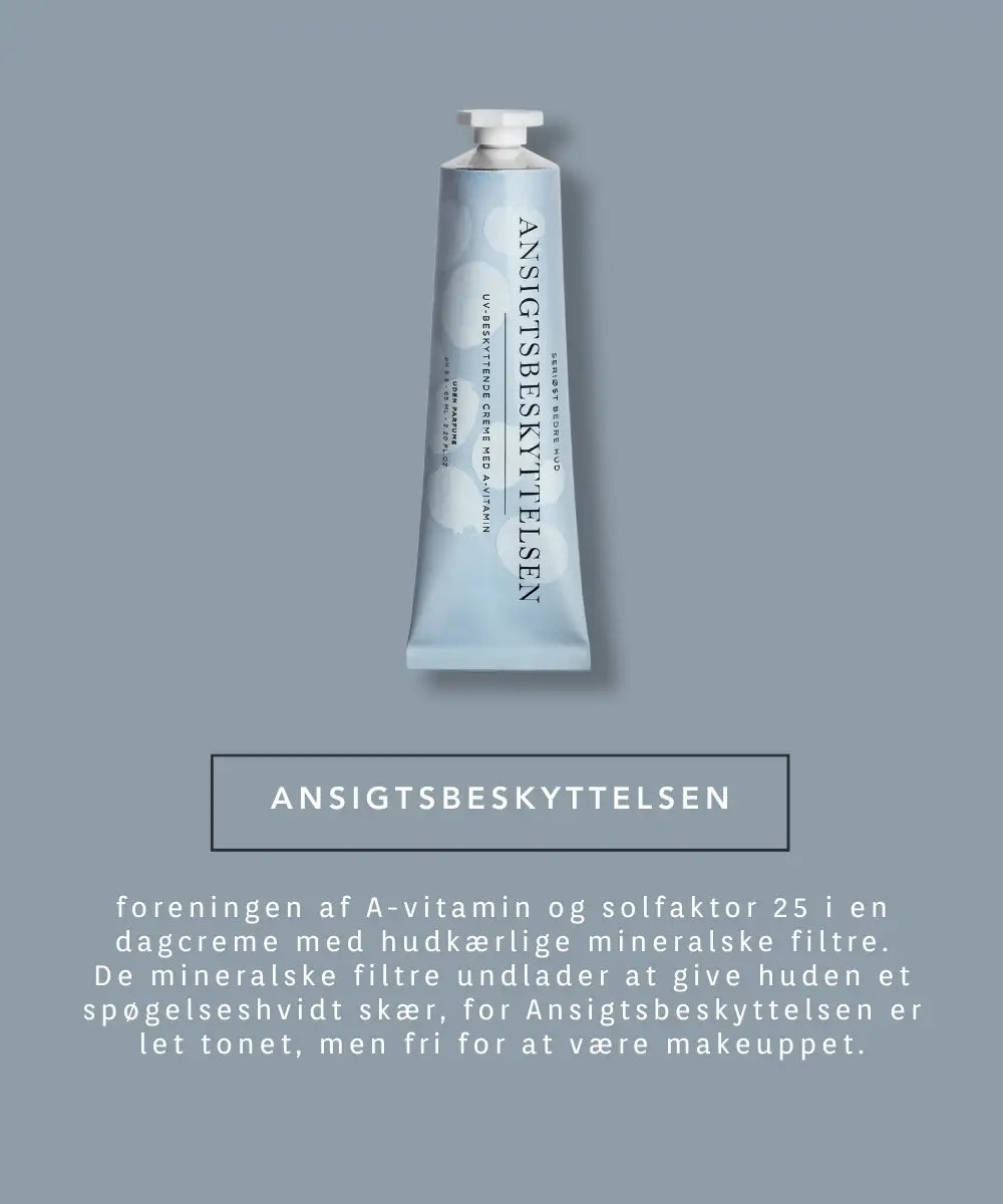 Ansigtsbeskyttelsen 1.0 på blå baggrund